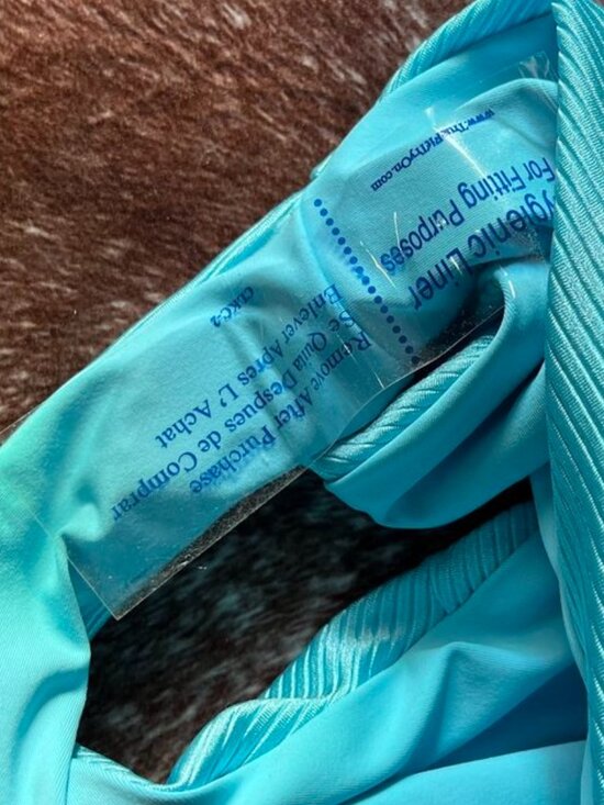 Becca Monte Carlo Belted Rib One Piece Swimsuit Bright Oasis Blue Small - Picture 12 of 16